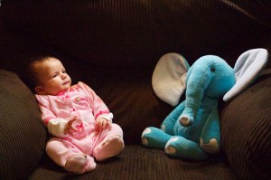 Emma at Two Months with Elephant